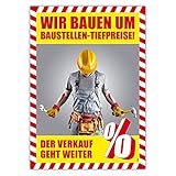 Plakat 'Räumungsverkauf wegen Umbau Baustellen-Tiefpreise!' DIN A1 (841x594mm Kundenstopperformat)