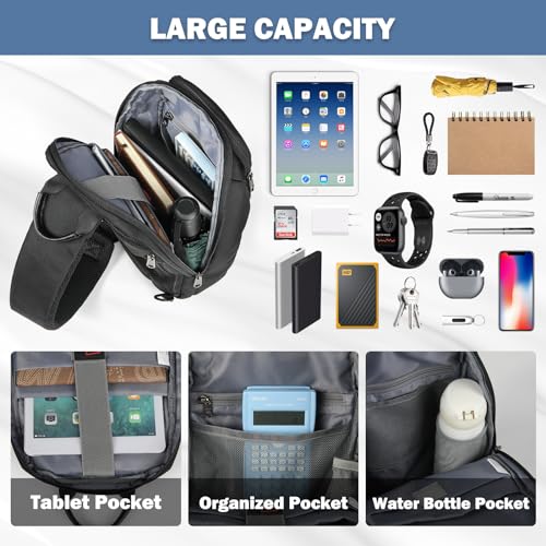 RAINSMORE Large Sling Bag for Men Lightweight Waterproof Crossbody Bag Travel Hiking Bag Chest Bag Sling Backpack for Cycling Sport3