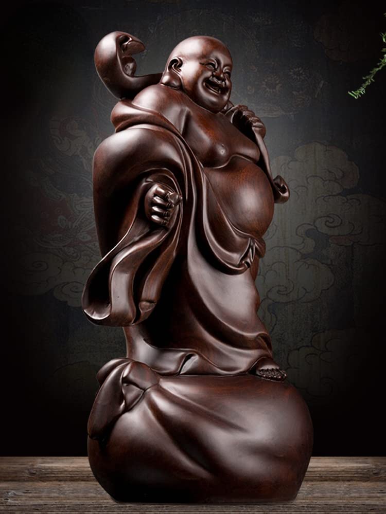 七福神　布袋様　木彫像　開運　縁起物　招福　置物　インテリア 43cm 布袋様 木彫り 置物 縁起物 七福神 開運 笑門来福 夫婦円満