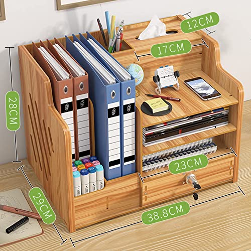 Catekro-Organizer-Scrivania-Legno-Organizer-Scrivania-Ufficio-Grande-Capienza-da-Scrivania-Porta-File-Rack-Per-Casa-Ufficio-e-ScuolaMarrone