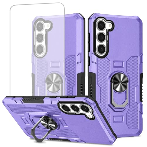 Coque Samsung S23 5G avec protège-écran verre trempé et anneau