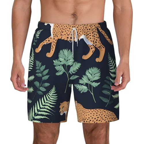 Traje de baño para hombre de leopardo transpirable: ropa de playa, surf y fitness veraniego