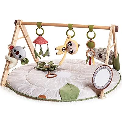 Tiny Love Tapis d’éveil Luxe, élégant en bois avec musique, 0 mois+, tapis de jeux bébé, 20 activités, jouet musical à emporter, tissus haut de gamme, 12 cartes d'étapes, Boho Chic