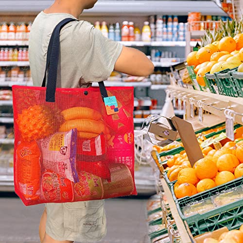 2Pack Large lightweight Simple Mesh Beach Tote Bag With snap Button Reusable Pool Bag for Outdoor Travel Shopping Gym4