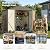 Devoko 8 x 6 FT Storage Sheds with Floor Frame, Waterproof Garden Tool Shed with Lockable Door, Outdoor Metal Utility Shed for Backyard Patio Lawn, Brown