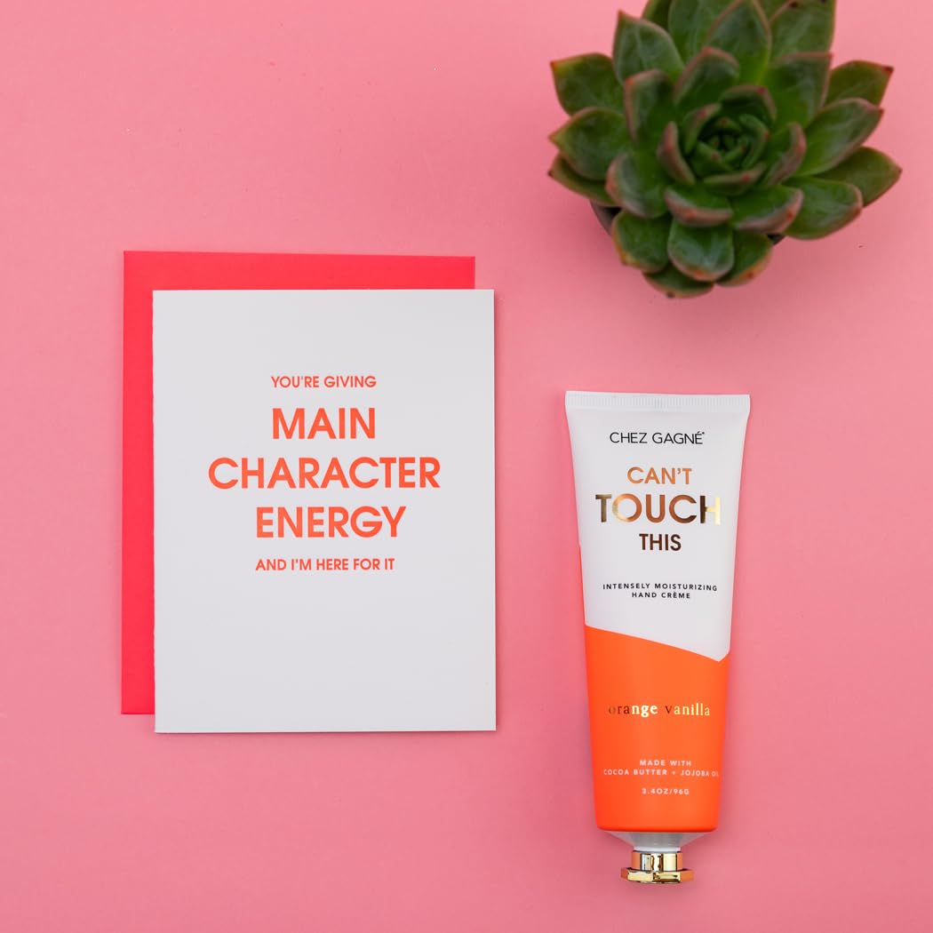 Vegan Hand Cream for Dry Hands - Can’t Touch This - Orange Vanilla 3.4oz Non-Greasy Moisturizing Hand Lotion - Made in California - Paraben, Sulfate & Phthalate Free - Funny Gift