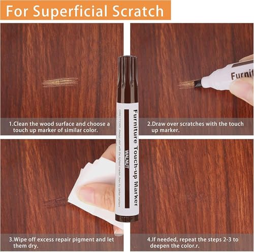 Image of KRySt Furniture Touch-Up Marker | Colour Wood Repair Markers for Scratch Removal on Wooden Furniture, Floor, Table, Cabinet & Door | Quick Dry Surface (Set Of 10)