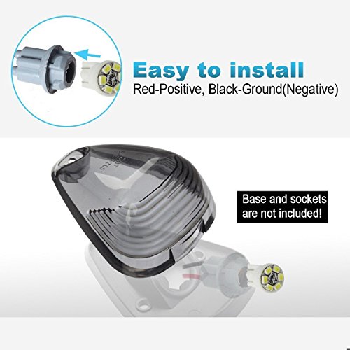 5Pcs Cab Marker Light Smoke Cover Green Led, Cab Roof Running Light, Top Marker Light For 1999-2016 Ford F150 F250 F350 F450 F550 F650 F750 E150 E250 E350 E450 Super Duty Pickup Truck (Without Base) #TOP6