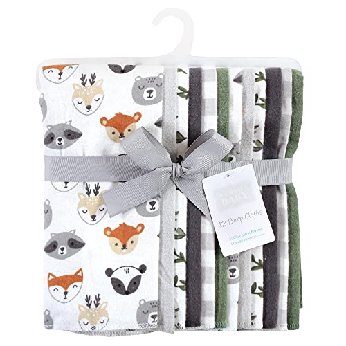 Image of Hudson Baby Unisex Baby Cotton Flannel Burp Cloths Bundle, Woodland Faces, One Size