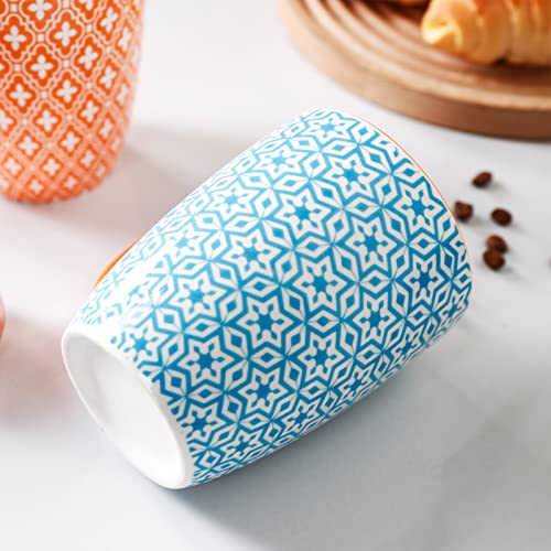 Kitchentour Ceramic Coffee Mug Set Of 6 16Oz - Coloful Restaurant Mugs 6Pack - Cup Set For Coffee, Tea, Cappuccino, Cocoa - Bohemia Style #TOP3