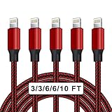 iPhone Charger,Estbuc 5Pack[3/3/6/6/10ft]Lightning Cable[Apple MFi Certified]Fast Charging High Speed Data Sync Compatible with iPhone 13 Pro/12/12 Mini/12 Pro Max/11 Pro Max/XS Max/XS/XR/X/8 AirPods