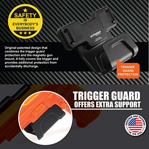 Stinger Safety Trigger Guard Protection Magnetic Gun Holder, Easy Conceal In Car, Truck, Vehicle, Desks, Safes, Walls, Handgun Rifle Shotgun Pistol Revolver, Gun Mount Rack (Black 1 Piece) #TOP2