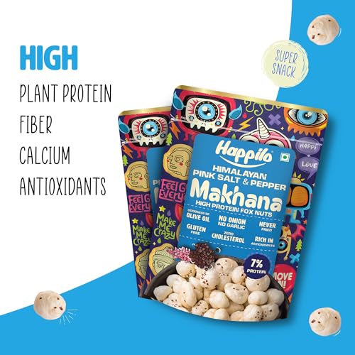 Image of Happilo Premium Super Snack Makhana Himalayan Salt & Pepper 55g | Roasted Foxnuts, Phool Makhana, Lotus Seeds | Healthy Snacks | Low Calorie, Vegan & Crunchy