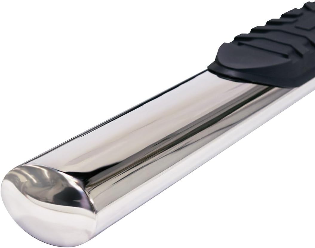 TrailFX Nerf Bars with Step Pads Fits Toyota Tacoma Crew Cab 2005-2011 and Toyota Tacoma Crew Cab 2013-2023 Stainless Steel Polished 4-Inch Oval Tube Frame Body Mount TrailFX 2950522051