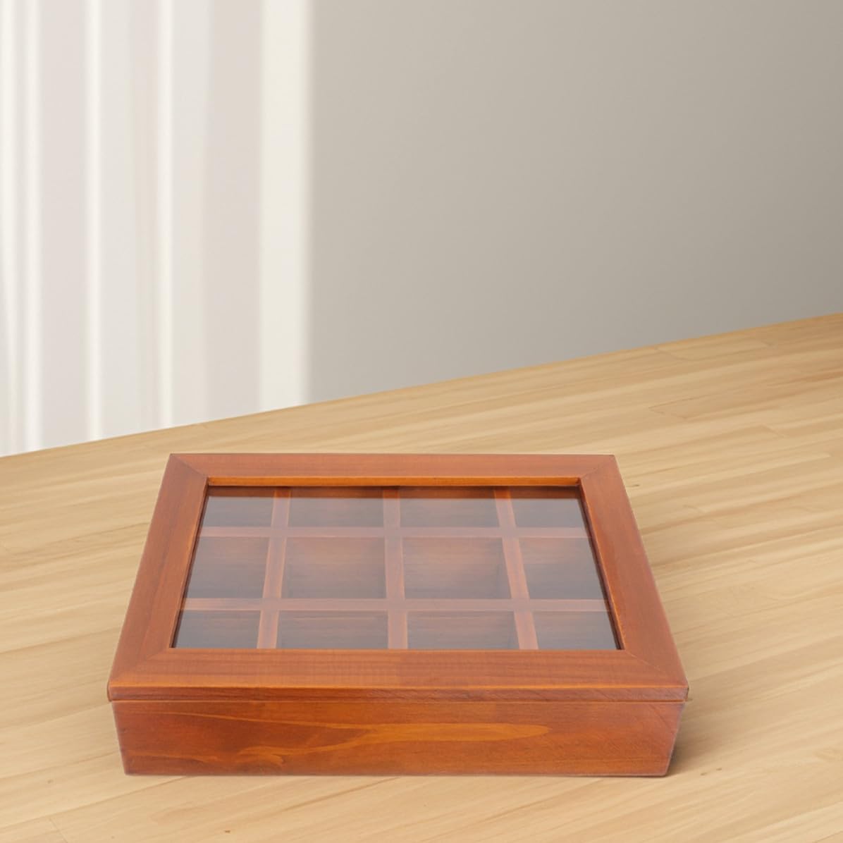 Caja de Almacenamiento Organizador Acrílico para Bolsitas de Té con 12 Compartimentos, Tapa con Ventana Transparente y Gran Capacidad para Casa y Viaje