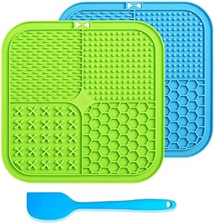 Emwel Dog Bowl Licky Mats for Dogs 2 Pcs Dog Lick Mats with Silicone Spatula Dog Lick Pad with Strong Suction Suitable
