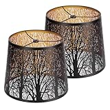 KOZEOTA Metal Lamp shades Set of 2, Drum Lam pshades 7.9' Top x 9.8' Bottom x 7.9' High,Small Lampshades,With Pattern of Forest,For Table Lamp - Lampshades Replacement (Forest)