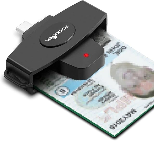 Type C CAC Card Reader, Rocketek DOD Military USB C Common Access CAC Smart Card Reader, Credit Card Reader/CAC Chip Card Reader Compatible with Android Phones, MacBook Pro, iMac, Other Type C Laptop