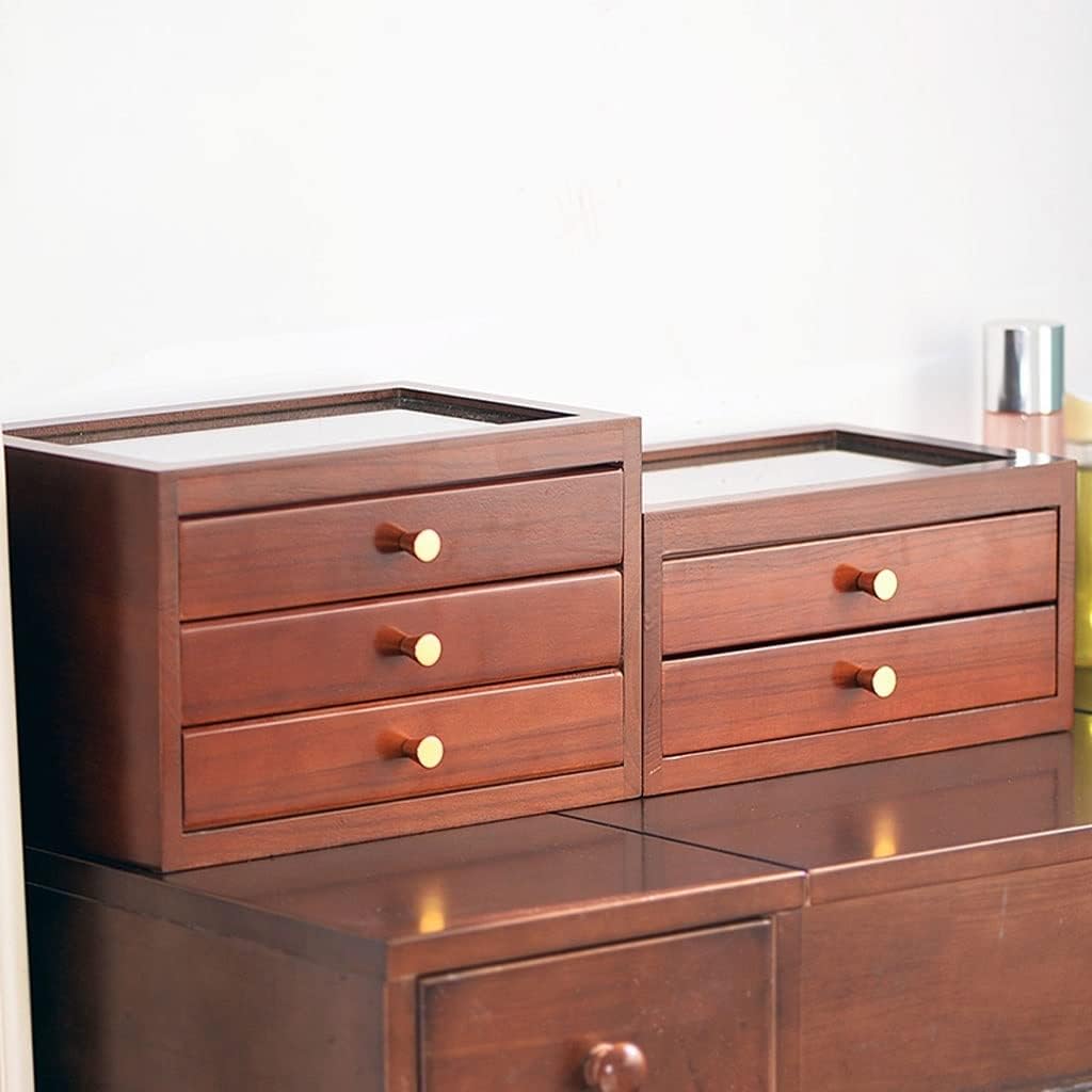 Jewelry Box, Jewerly Box Jewelry Box Organizer for Women Girls Wooden Three-Story/Two-Story Display Cabinet with Glass Portable Jewelry Case Storage Jewelry Box for Women(A) (B)