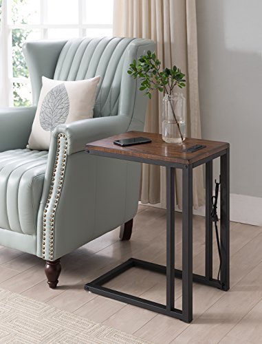 One Source Living Soho C-Table with Charging Station in Espresso