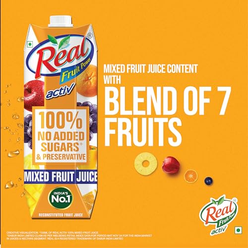 Image of Real Activ, Mixed Fruit, 1L (Pack of 6).
