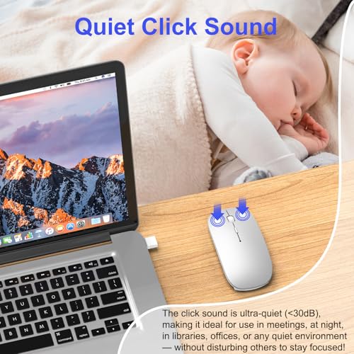 Azmall 2.4G Wireless Bluetooth Mouse with Jiggler Mode AZM-XMSB-Silver の商品画像 4