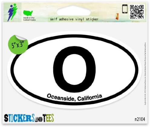 O Oceanside California Oval Car Sticker Indoor Outdoor 5" x 3"
