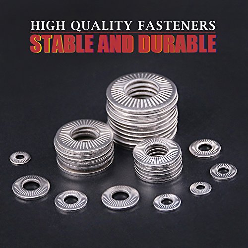 hilitchi 128-pcs m3 - m12 stainless steel washers metric 304 stainless steel belleville spring disc washer assortment set