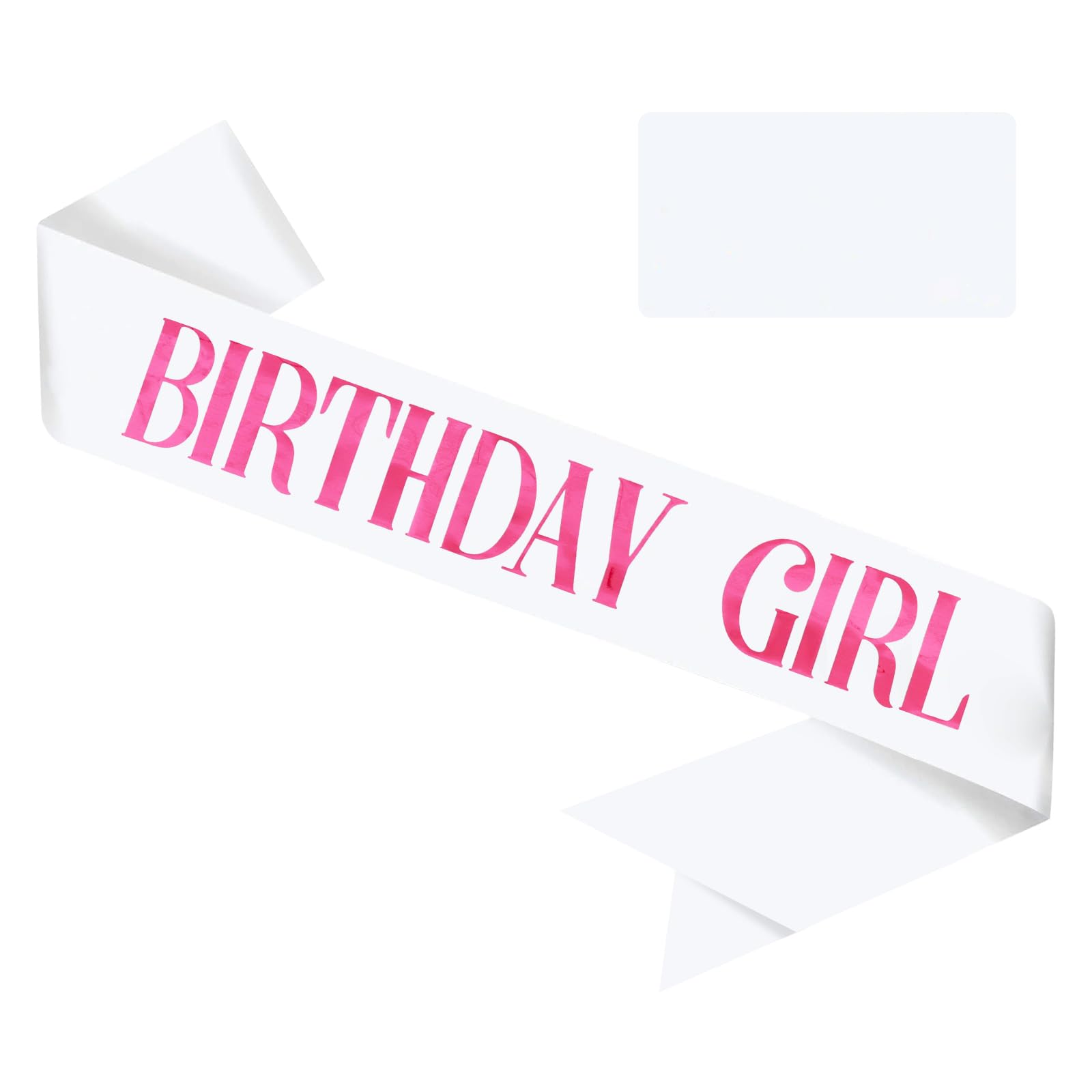 Vuzvuv White Birthday Girl Sash with Pink Fonts, Happy Birthday Decoration, Party Favors Supplies and Decorations for Sweet 16, 18th, 21st,30th,40th