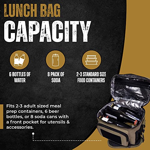 Hsd 10Mm Thick Insulated Adult Lunch Bag - Leak Proof For Hot & Cold Temperature - Tactical Style Easy To Clean, Durable & Water-Resistant - Sturdy Handle, Shoulder Strap, & Pockets - Men & Women #TOP5