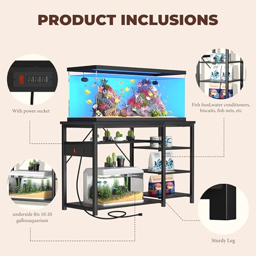 image for GRLEAF 55-75 Gallon Aquarium Stand: 1000LB Capacity, Built-In Power Ou