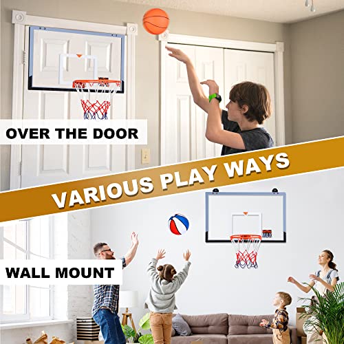 Large Indoor Mini Basketball Hoop For Wall Mount And Door 25 X 16 Inch Large Backboard For Office & Home Play, Basketball Gift For Teens And Adults With Complete Accessories #TOP1