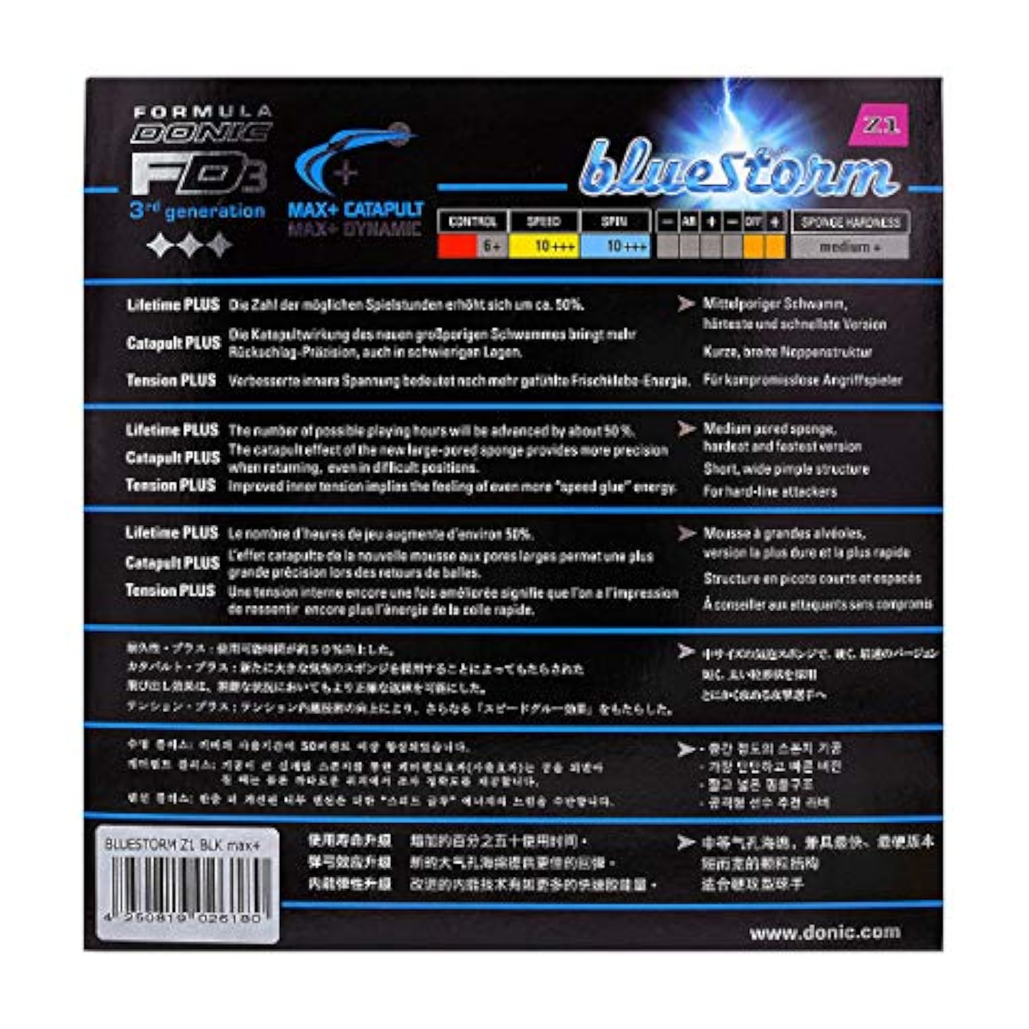 Bluesstorm Z1 Table Tennis Rubber, Black