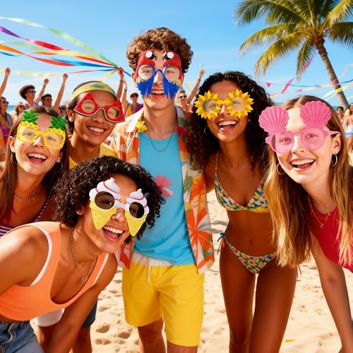 JOYIN 12 Pcs Hawaiian Luau Party Sunglasses, Summer Pool Party Decorations, Tropical Glasses for Girls Hawaiian Outfit, Cool Party Favors & Theme Supplies by JOYIN - Image 3