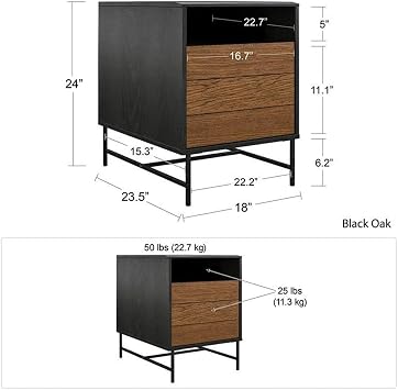 Ameriwood Home Reznor End Table, Black Oak