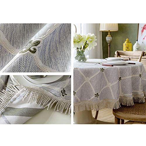 Nappe ronde à gros pompon américain lavable pour protéger la table à manger