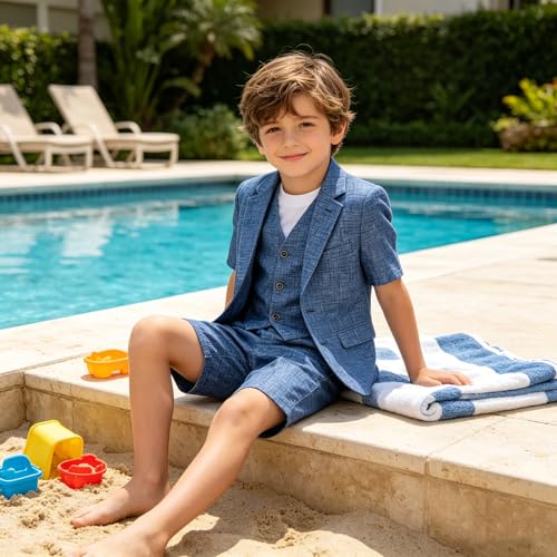 Image of Boy Shorts Kids Stretch School Uniform Clothes Flat Front Dress Casual Shorts with Pockets for Summer
