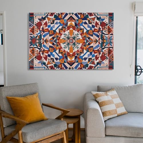 Peinture décorative murale toile patchwork esthétique pour chambre - 6
