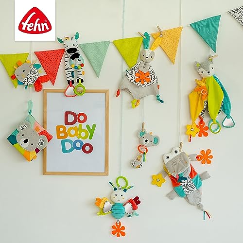 Fehn Rasselball bunt – Greif-Spielball mit Materialmix & Rassel zum Werfen, Greifen, Rollen – fördert Babys motorische Fähigkeiten – für Baby und Kleinkinder ab 0+ Monaten