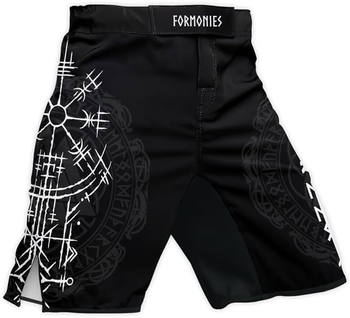 Viking Men's Fight Short MMA BJJ Training No Gi Grappling Shorts Trunks Fight Wear with Drawstring