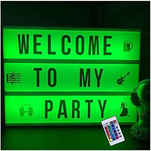 ENUOLI 16 Color Changing A4 Cinematic Light Box with 249 Letters 6*AA Battery/USB Operated LED Light Sign Box with Remote Control Cinematic Letter Box Light up Message Board for Christmas Party Decor