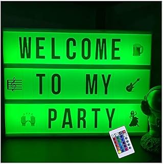 ENUOLI 16 Color Changing A4 Cinematic Light Box with 249 Letters 6*AA Battery/USB Operated LED Light Sign Box with Remote Control Cinematic Letter Box Light up Message Board for Christmas Party Decor