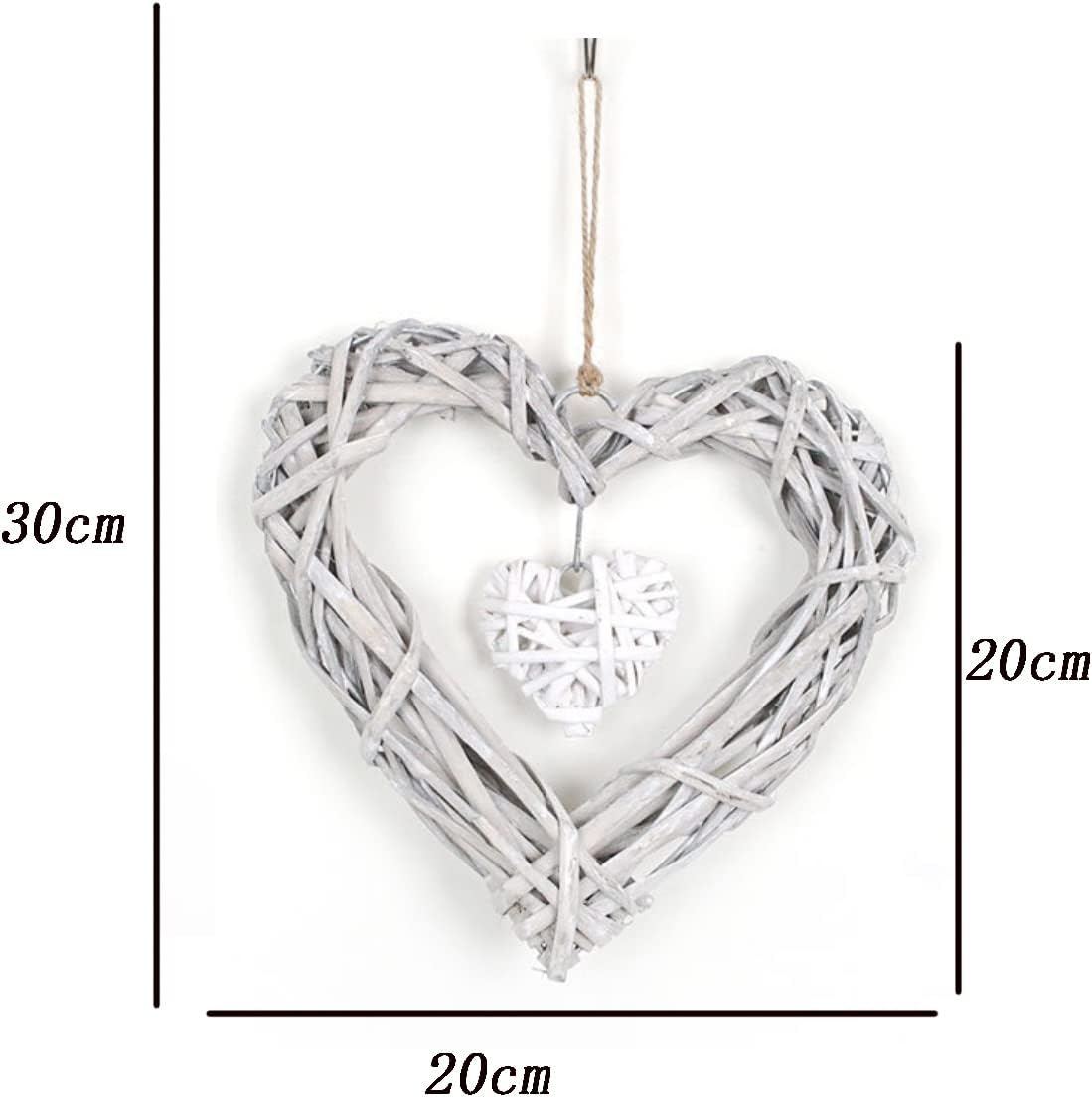 2 pcs Artificial Wicker Heart Wreath Wall Hanging Rattan Decoration Door Diy Grapevine Hearts Decor Wedding Party Decoration - Image 5