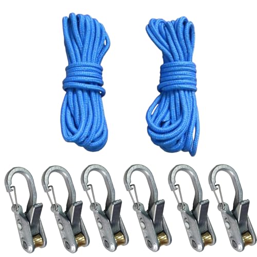 Rope Tightening Tool with Roller Cam Buckle - 6-Pack Paracord Ratchet Tie Down for Guy Lines, Camping and Boating Gear (2)