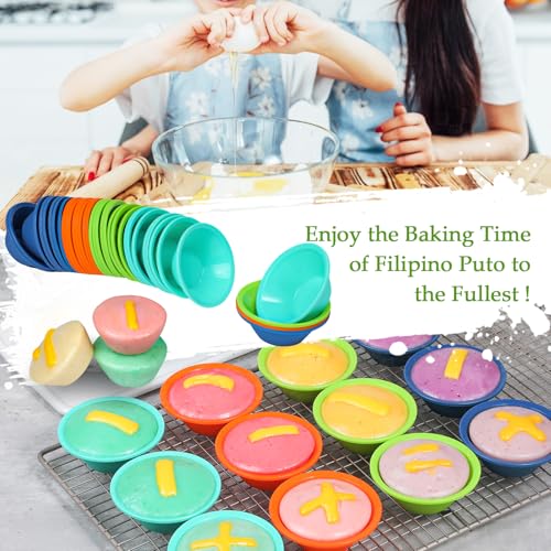 Webake 36 Pcs Platinum Silicone Puto Molder Filipino Medium-Size, 2.75" Reusable Kutsinta Molder for Steamer, Plastic Replacement Baking Cup, BPA-Free and Non-Stick, Great for Bite-Size Muffin, Tart by Webake - Used condition - Image 7