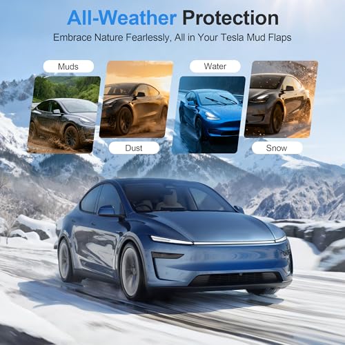 Image of 2025 New Tesla Model Y Juniper Accessories Mud Flaps - [Stay Clean Protect Paint No Drilling Required] ESDOPA All Weather Splash Guards Body Kits Compatible with Tesla New Model Y 2026(Black Set of 4)