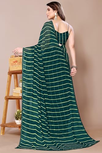 Image of MIRCHI FASHION Women Saree Georgette Traditional Bandhani | Ethnic Printed Sari for Social Gatherings with Unstitched Blouse Piece