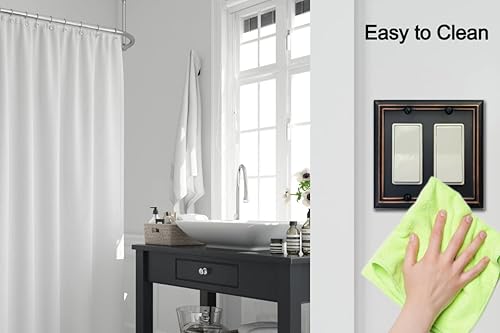 Vista 62 de Placa de pared de metal Adler con cubierta de interruptor de luz de triple palanca, paquete de 2 unidades de bronce envejecido de 3 bandas, cubierta