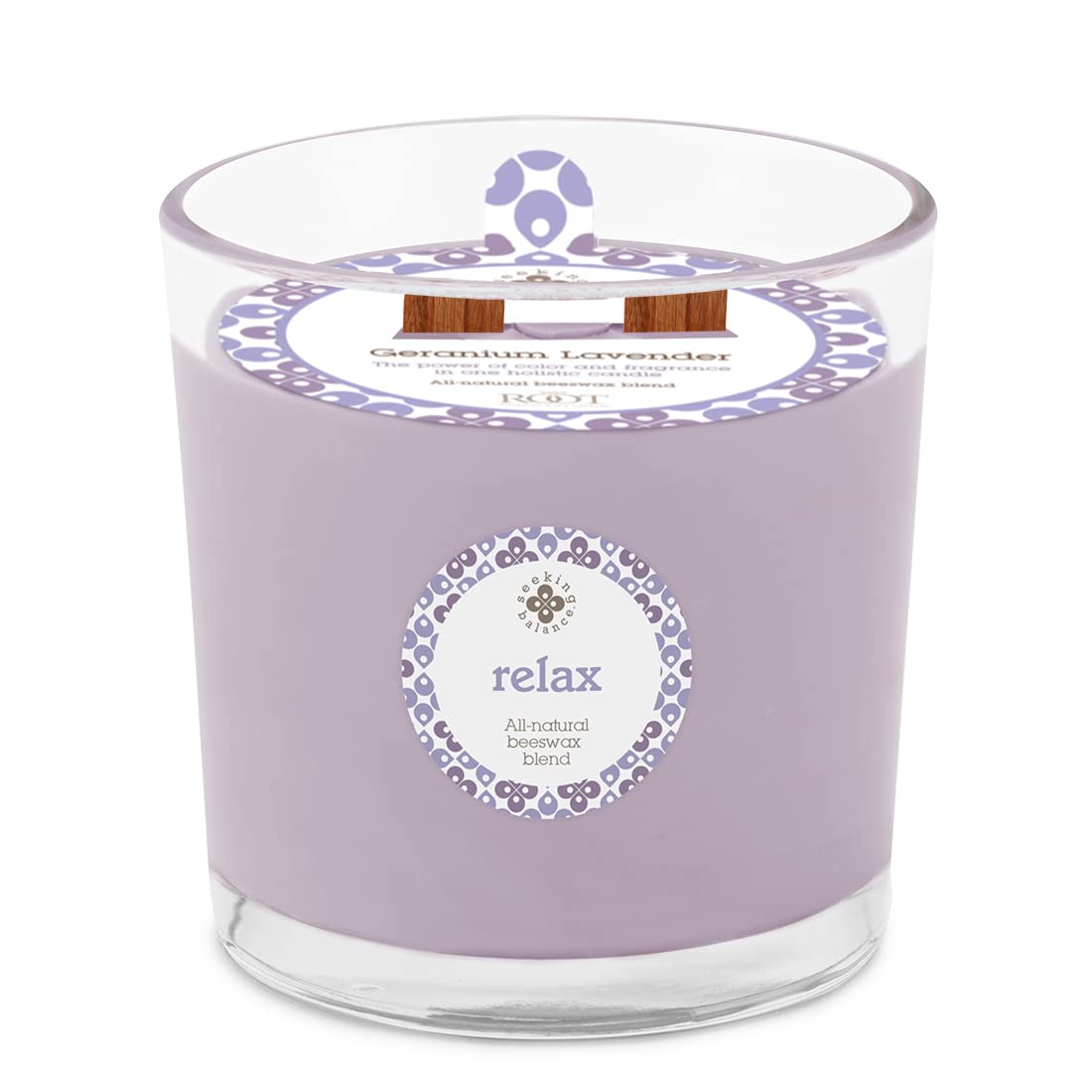 Root Candles Seeking Balance Wood Wick Spa Candle Aromatherapy Candles, 12-Ounce, Relax: Geranium Lavender