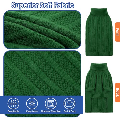 Queenmore Hundepullover Mittelgroße Hunde, Rollkragen mit Beinen, Strickpullover für Französische Bulldogge, Bulldog, Windhund & Corgi (Grün, L)